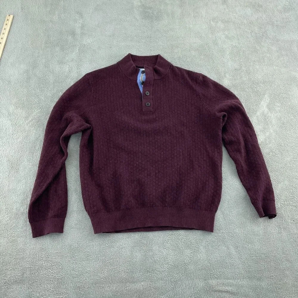 J.S. A. Bank 1905 Merino Wool Blend Burgundy Pullover Sweater Mens XL 1247